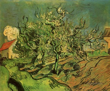 Paisaje con tres árboles y una casa Vincent van Gogh Pinturas al óleo